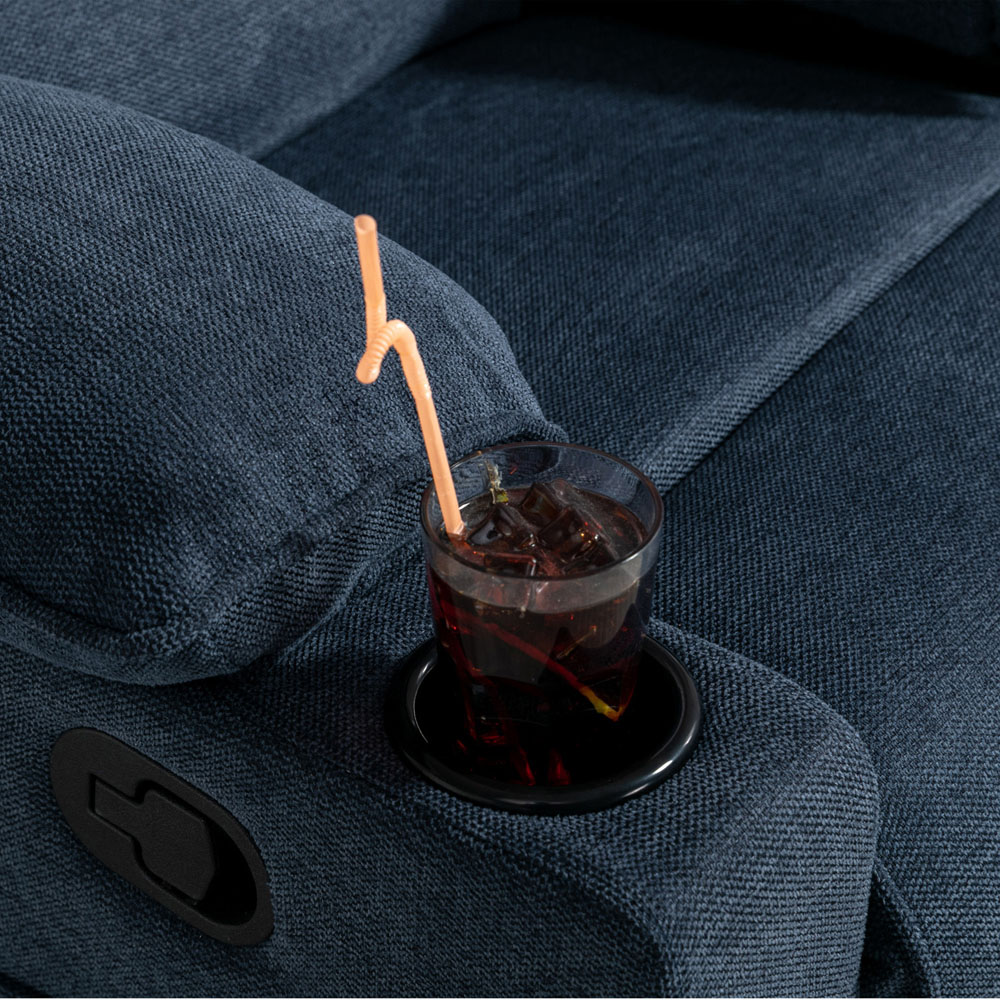 Furniture Online Sydney Blue Manual Recliner Chair with Cupholder Image 6