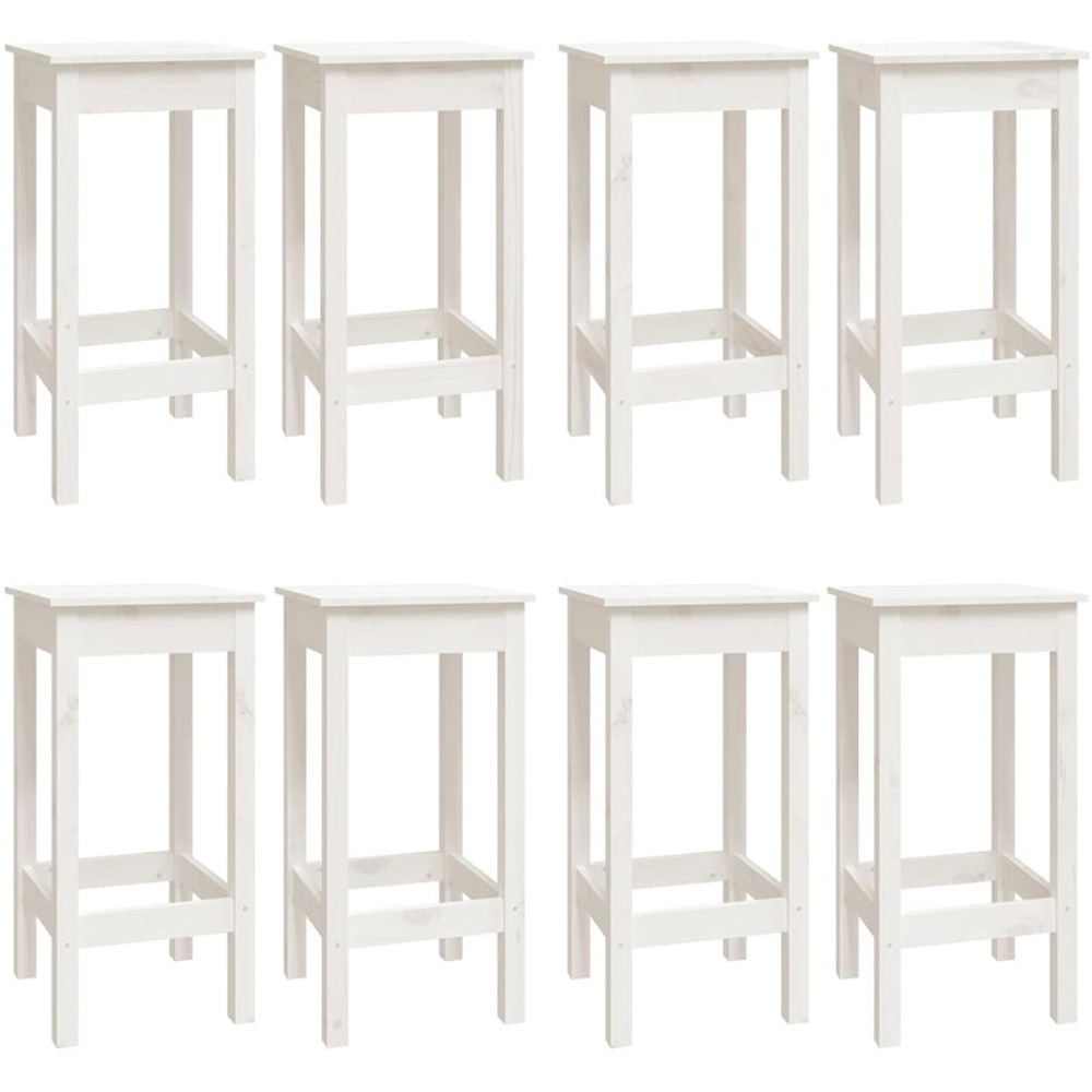 vidaXL 8 Seater White Solid Pine Wood Bar Table Set Image 3