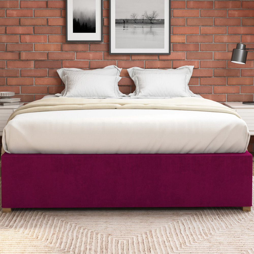 Aspire Furniture Double Berry Plush Platform Ottoman Bed Image 3