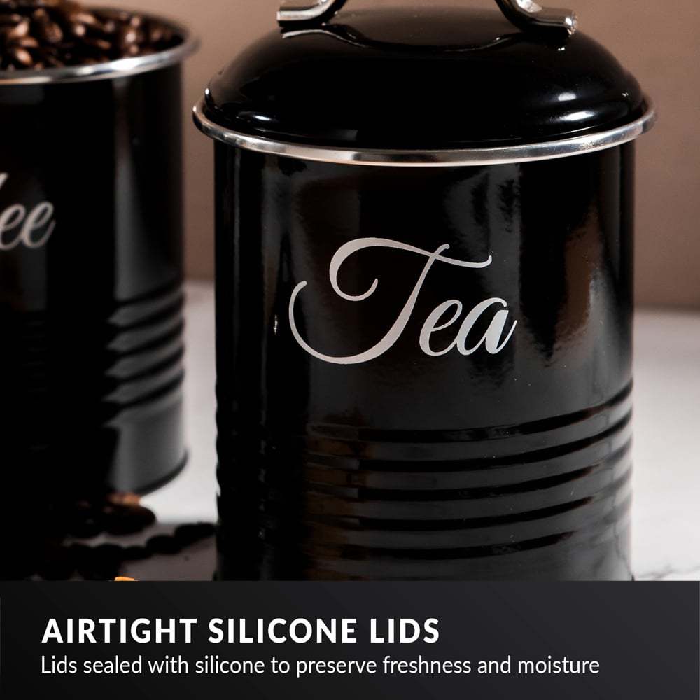 Innoteck Essentials 3 Piece High Gloss Black Kitchen Canister Set  Image 4