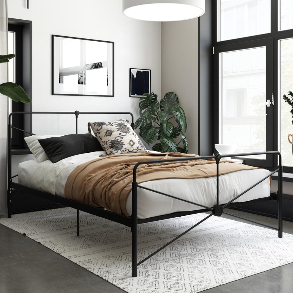 Dorel Leopold King Size Black Metal Bed Frame Image 1