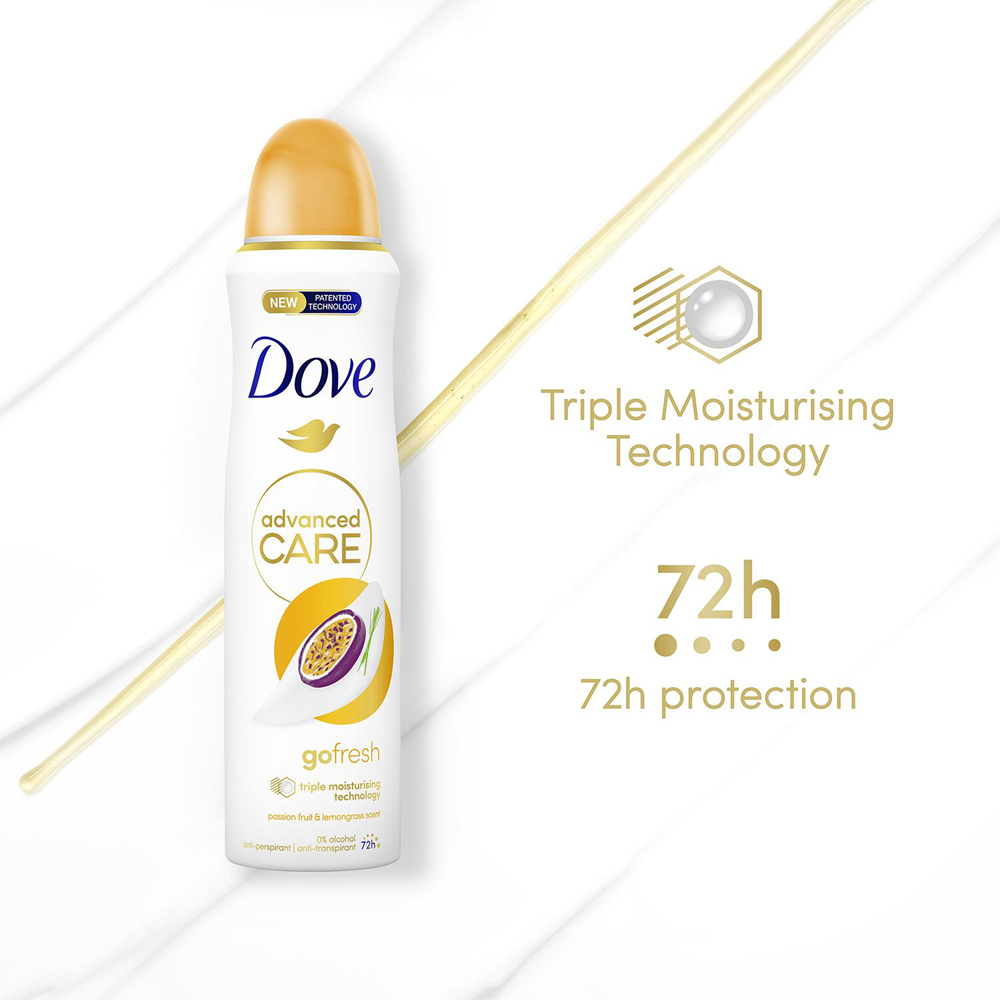 Dove Advanced Care Passion Fruit and Lemongrass Anti-Perspirant Deodorant Spray 200ml 30 Pack Image 4