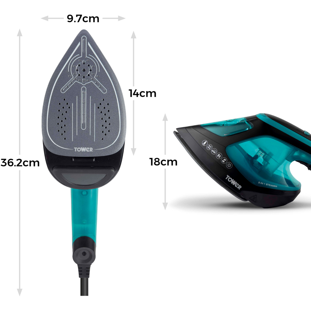 Tower T22031TL 2-in-1 Teal Garment Steamer and Iron Image 8