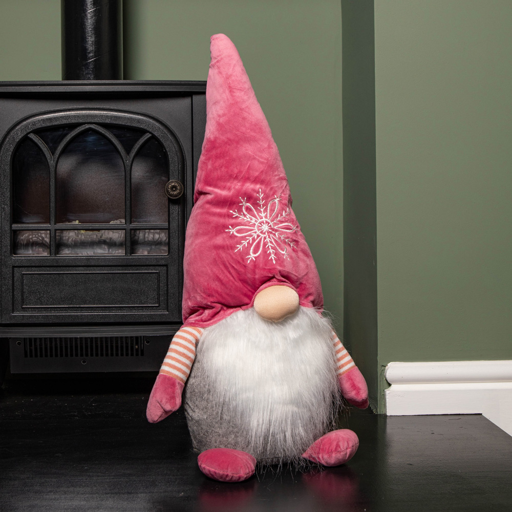 Samuel Alexander Pink Sitting Gonk Christmas Decoration with Snowflake Hat 56cm Image 2