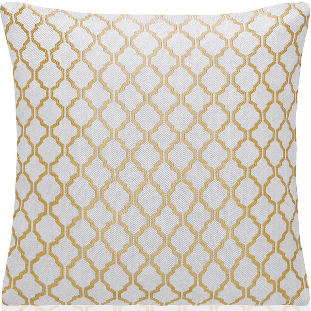 Alan Symonds Ochre Jacquard Weave Geometric Cushion with Polyester Filled Pad 45 x 45cm 4 Pack Image 3