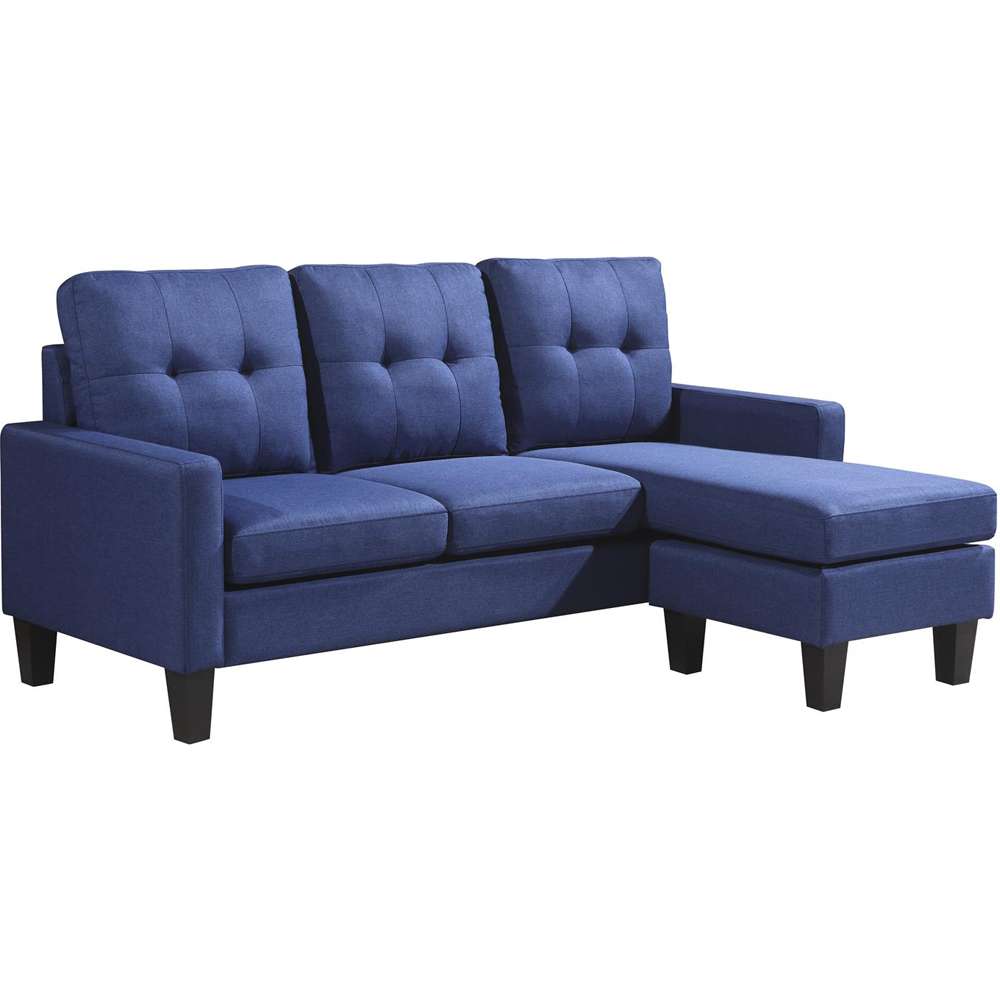 Kosy Koala 3 Seater Blue Ottoman L Shape Reversible Corner Sofa Set Image 2