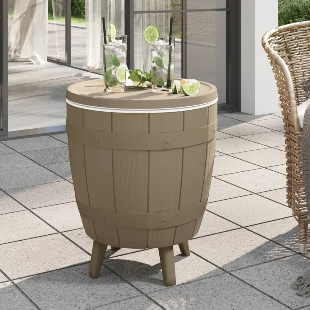 vidaXL Brown Rattan Ice Cooler Table Image 2
