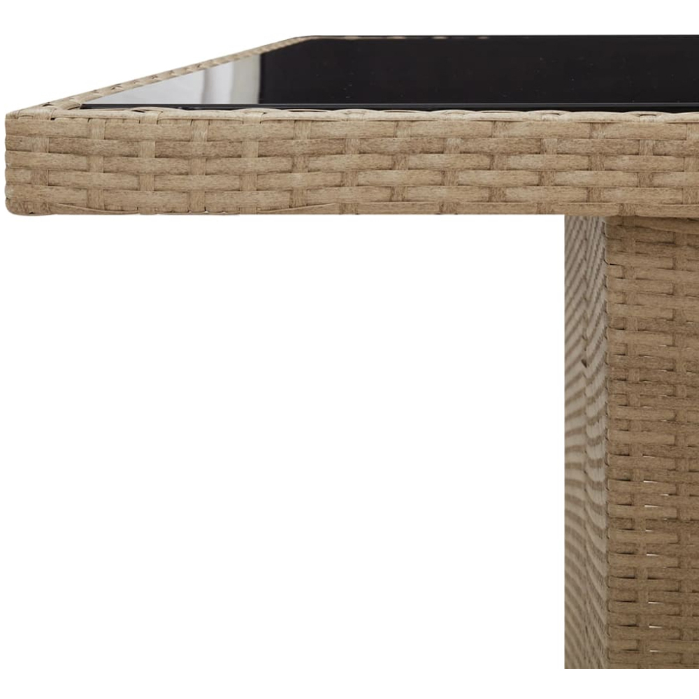 vidaXL 8 Seater Beige Polyrattan Tempered Glass Tabletop Garden Table Image 6