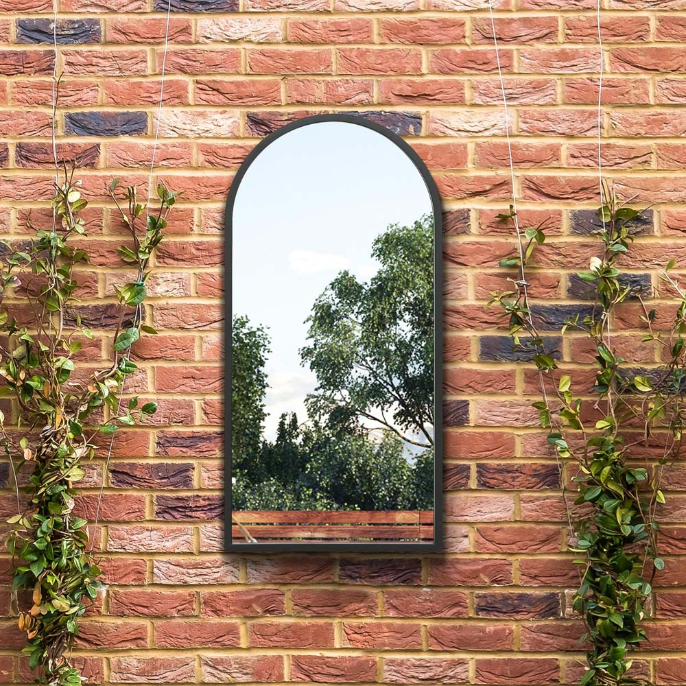 MirrorOutlet The Arcus Black Framed Arched Garden Wall Mirror 80 x 40cm Image 5