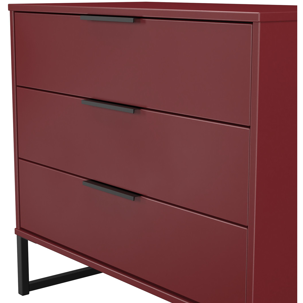 Crowndale Hong Kong 3 Drawer Red Matt Chest of Drawers Ready Assembled Image 5