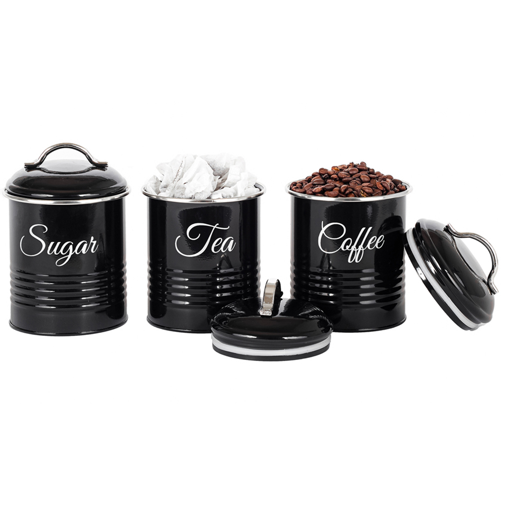 Innoteck Essentials 3 Piece High Gloss Black Kitchen Canister Set  Image 3