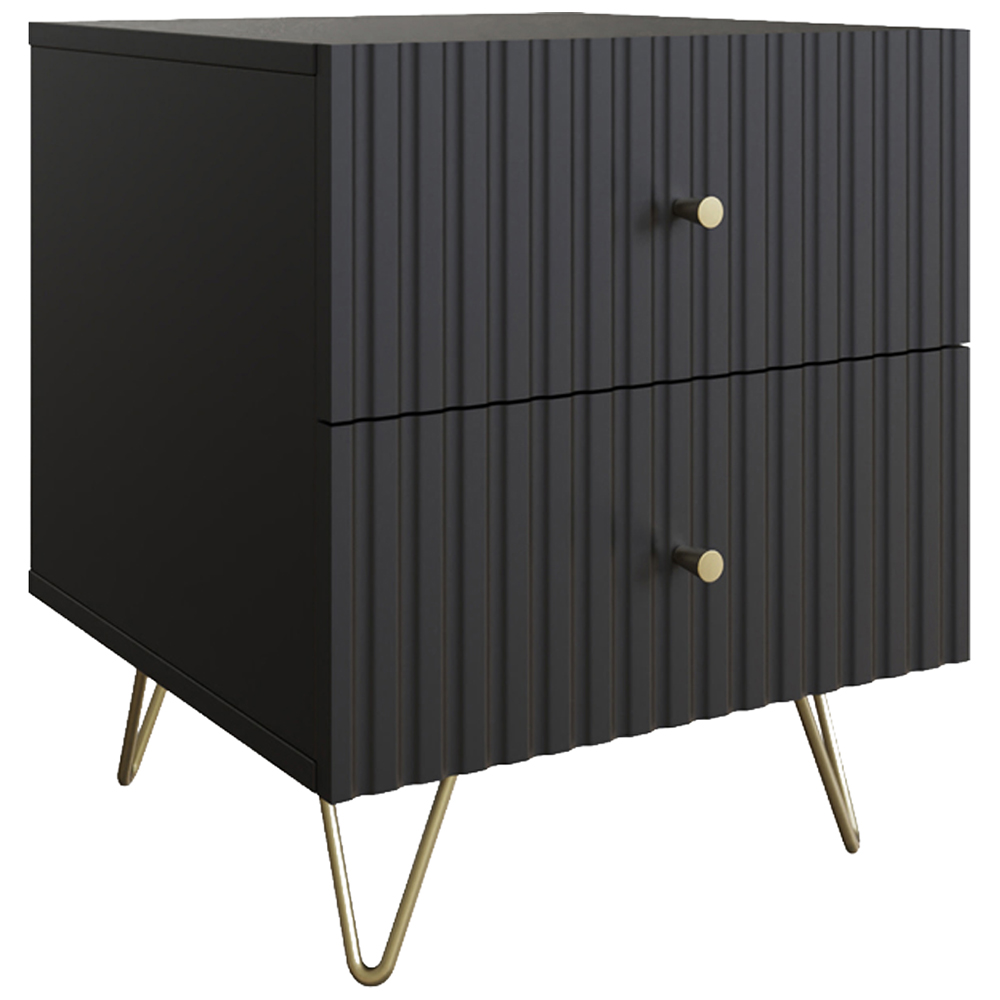 GFW Thalia 2 Drawer Black Bedside Table Set of 2 Image 5