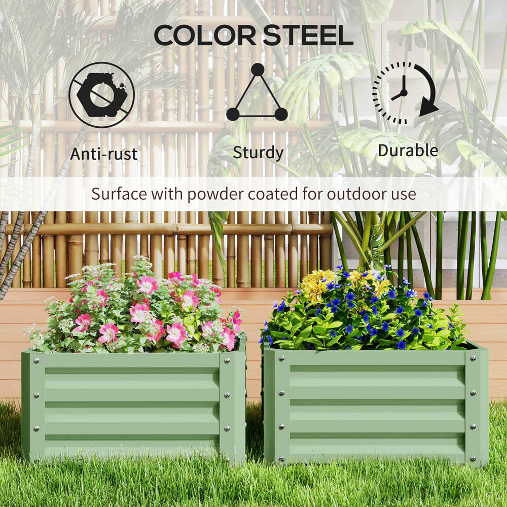 Outsunny Light Green Galvanised Raised Garden Bed 2 Pack 60 x 60cm | Wilko