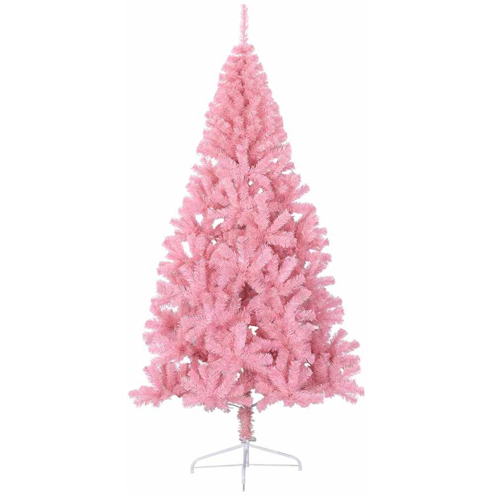 vidaXL Pre-Lit Blue Baubles Pink Artificial Christmas Tree 8ft Image 5