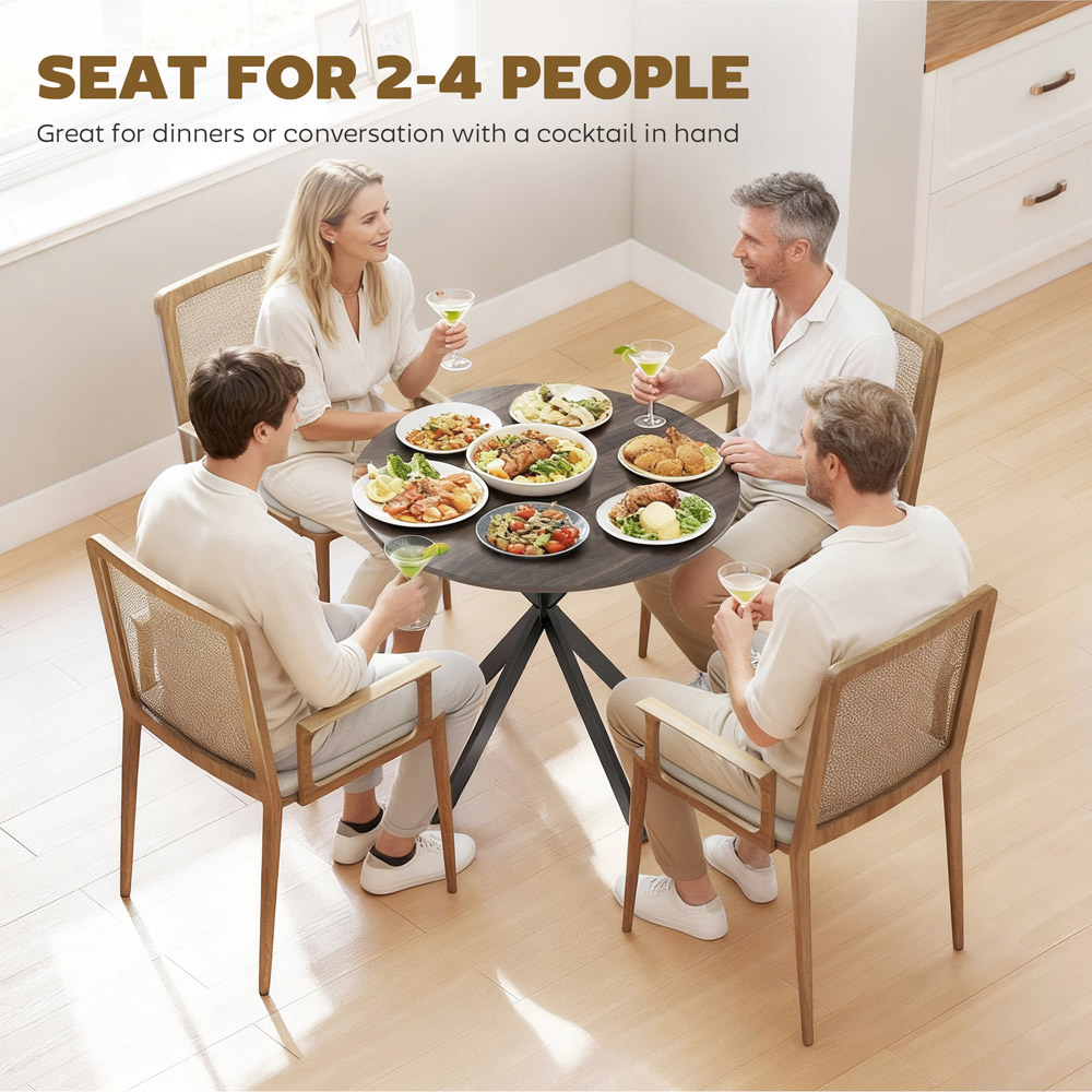 Portland 2 Seater Industrial Round Dining Table Brown Image 6