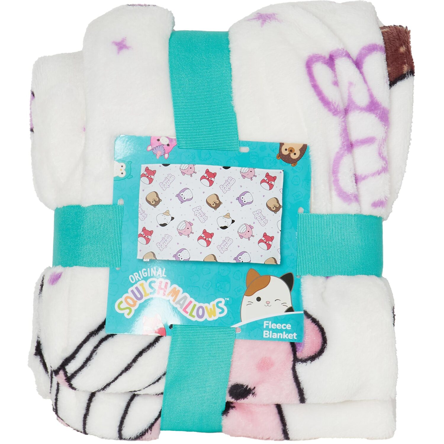 Squishmallows Brights White Fleece Kids Throw 150 x 100cm Image 1