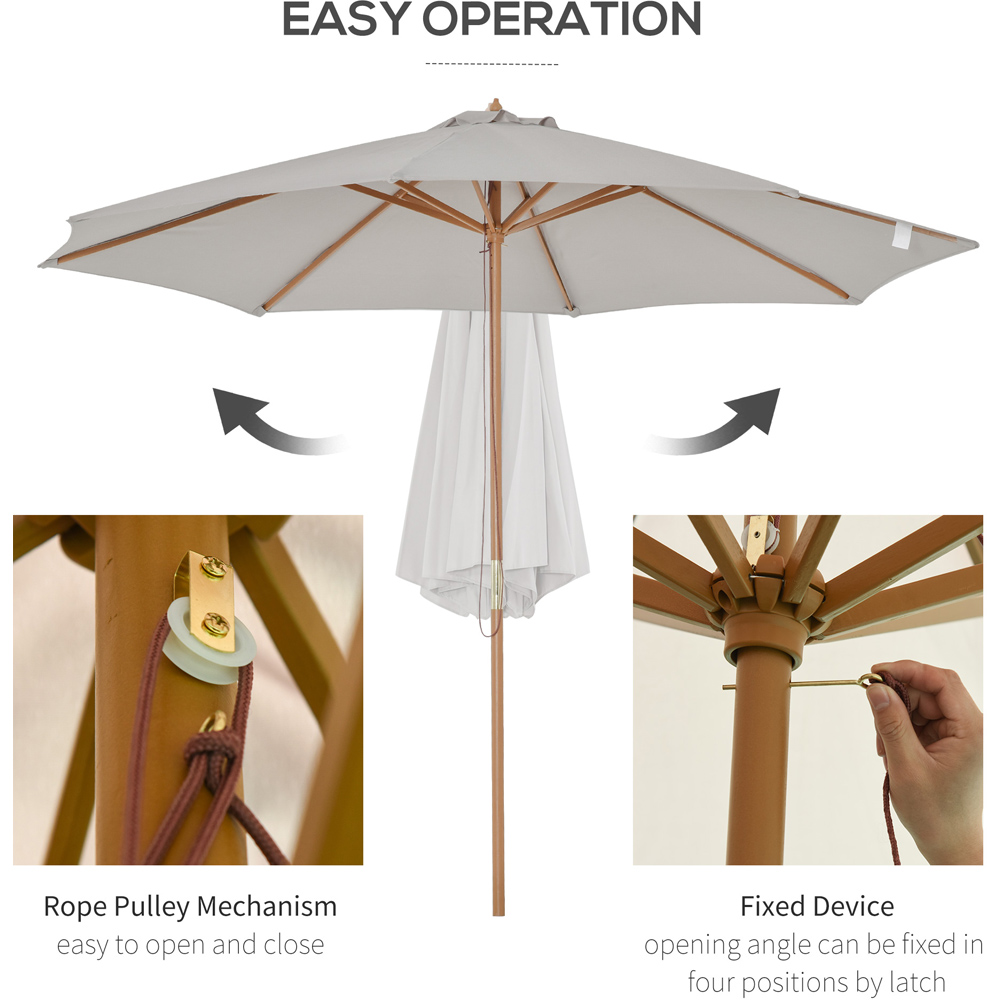 Outsunny Grey Bamboo Rope Pully Parasol 3m Image 4