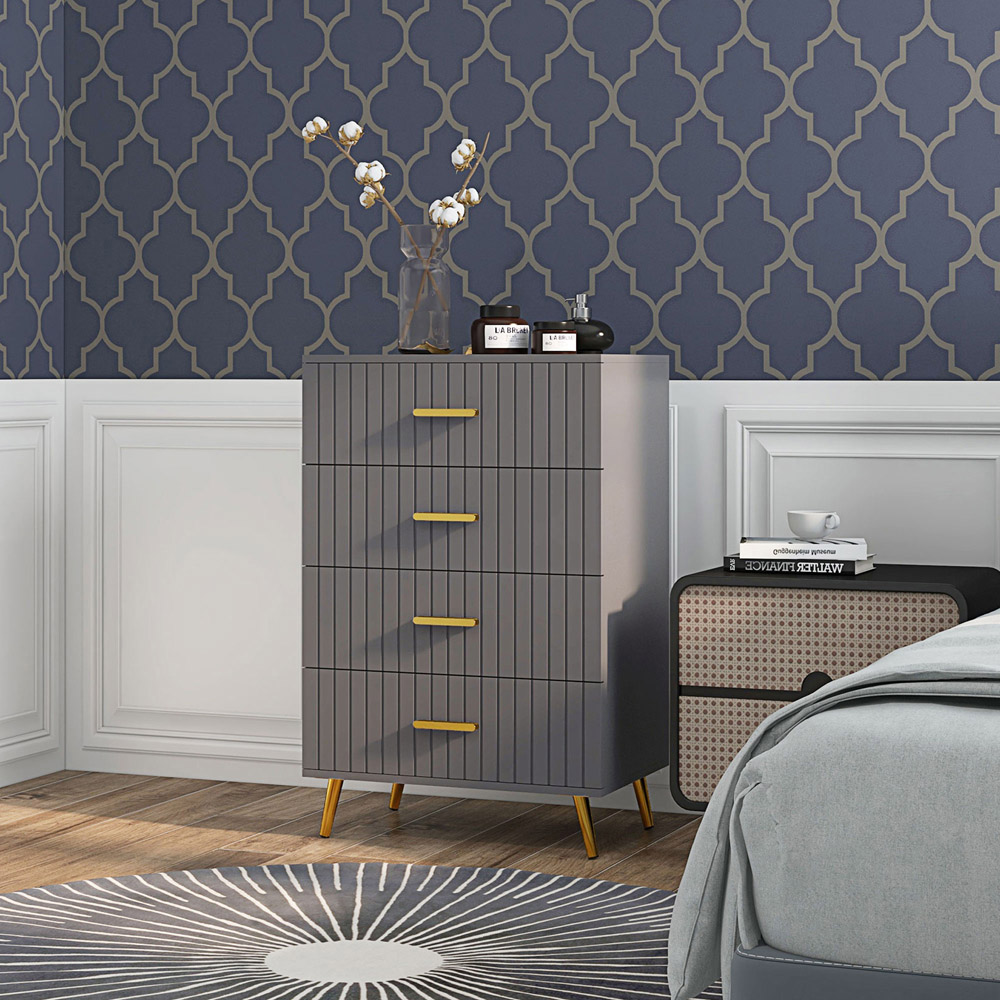 Portland 4 Drawer Chest of Drawers with Aluminium Legs Image 4