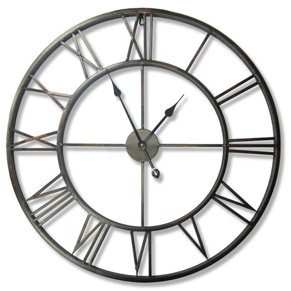 Walplus Grey Roman Numeral Round Wall Clock 76cm Image 1