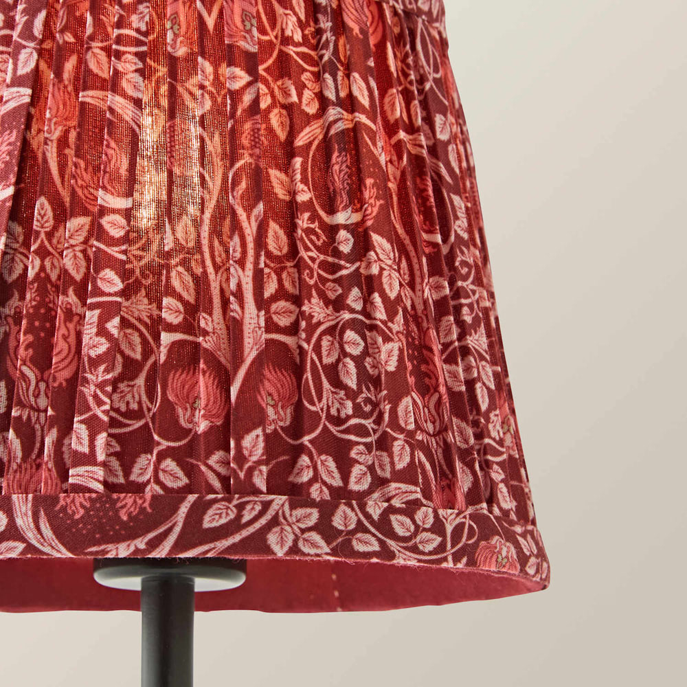 ValueLights Lowe Burgundy Floral Pleated Shade Black Rechargeable Table Lamp with Bulb Image 4