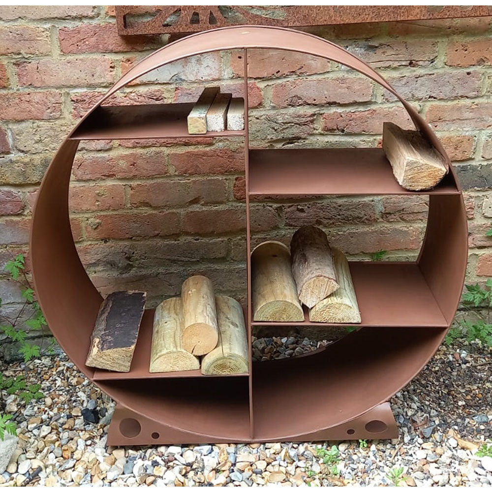 Inspirational Gifting Rustic Round Steel Log Holder 80cm Image 2
