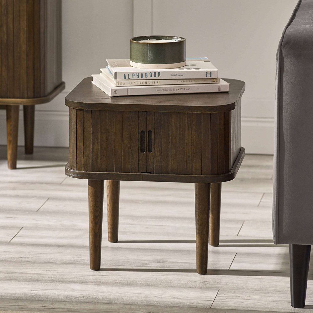 Julian Bowen Arya 2 Door Dark Oak Effect Fluted Side Table Image 8