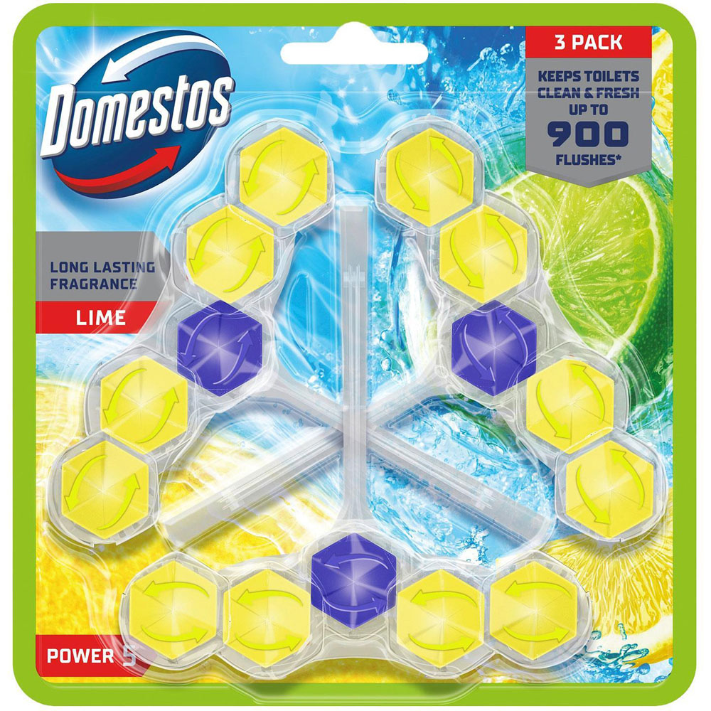 Domestos Power 5 Lime Toilet Rim Block Trio Pack 50g 10 Pack Image 2
