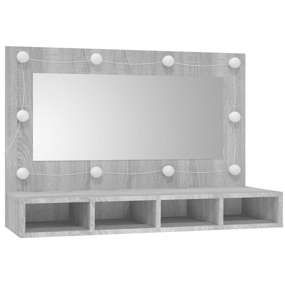 vidaXL 4 Open Shelf Grey Sonoma LED Mirror Wall Mounted Bathroom Cabinet Image 3