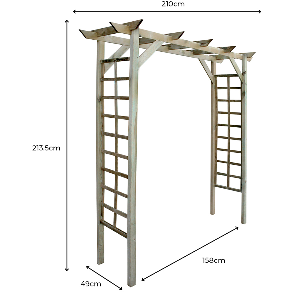 Cerland Luna Wooden Flat Garden Arch with Trellis 213 x 210cm Image 2