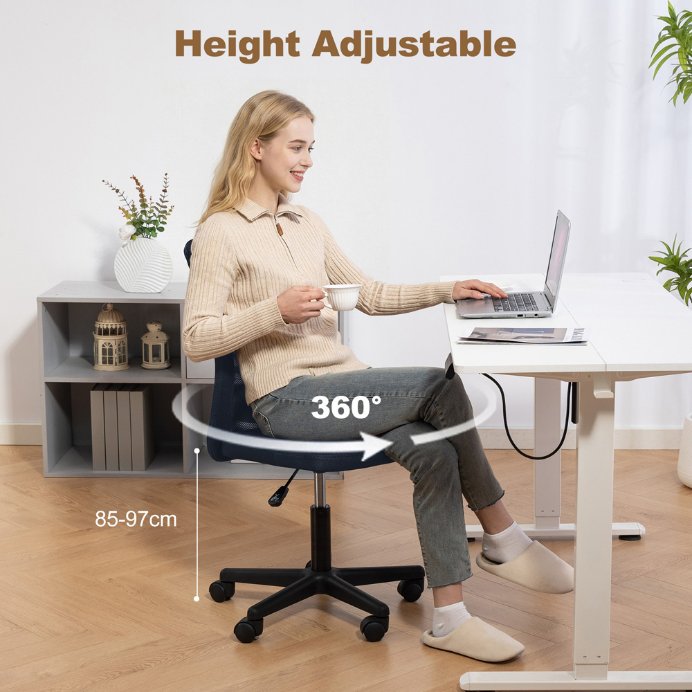 Vinsetto Armless Swivel Office Chair with Adjustable Height Image 4