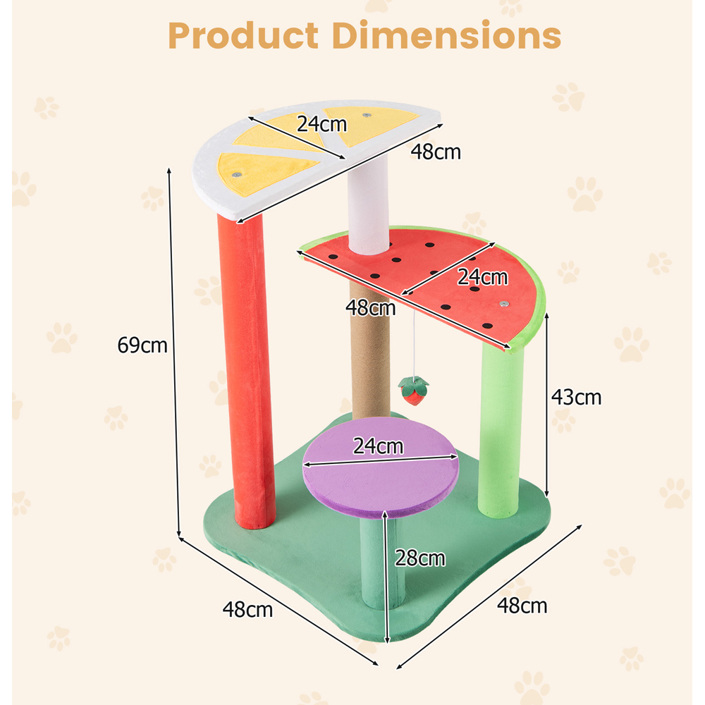 Costway Multi-Level Aesthetic Fruit Cat Tower with Platforms Image 9