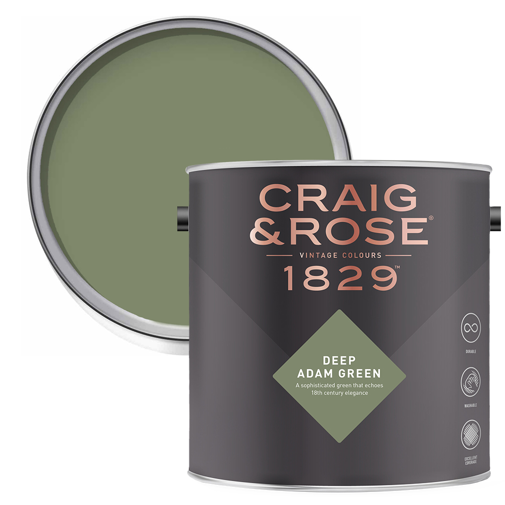 Craig & Rose Kitchen and Bathroom Deep Adam Green Eggshell Paint 750ml Image 1