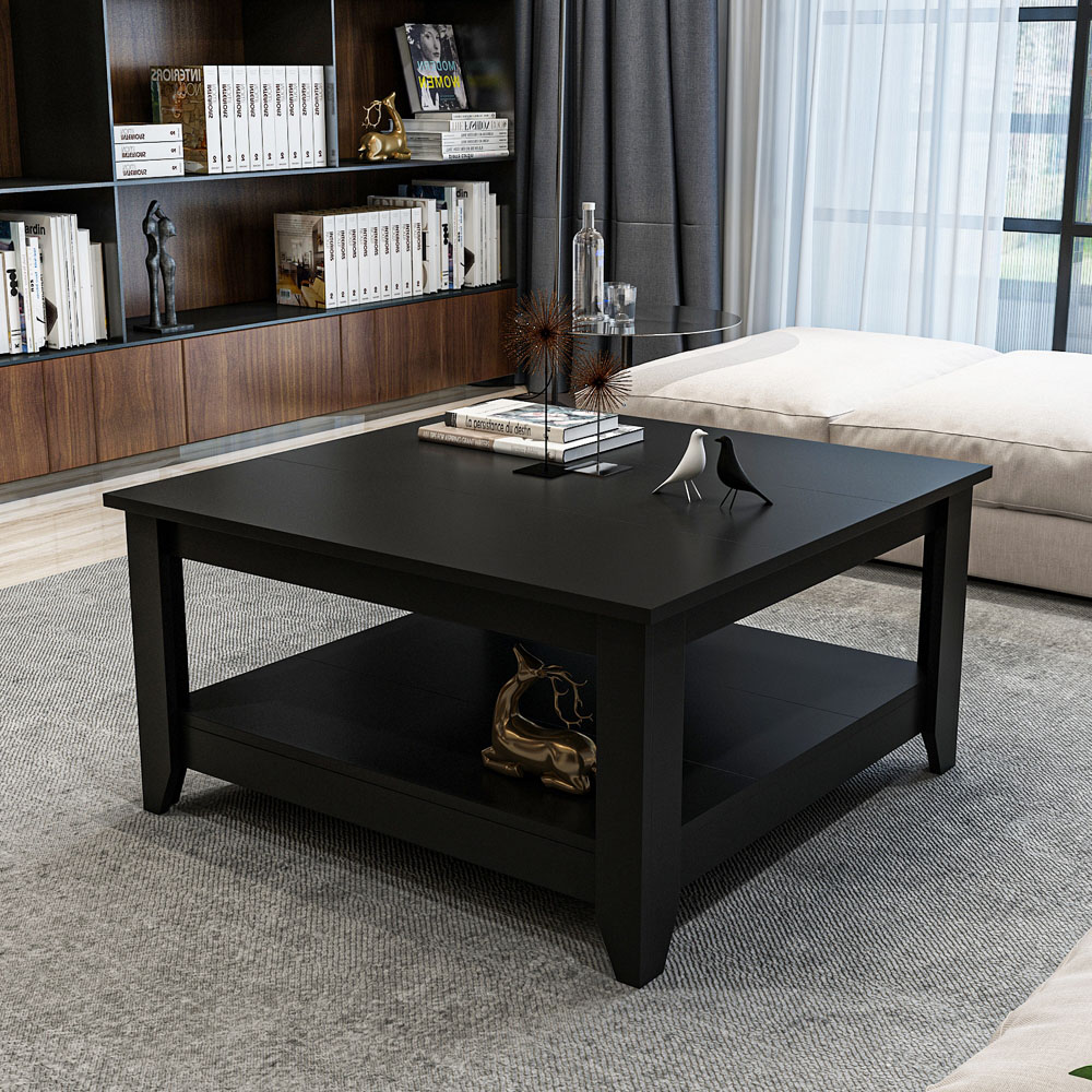 Decorotika Lea Single Shelf Black Coffee Table Image 6