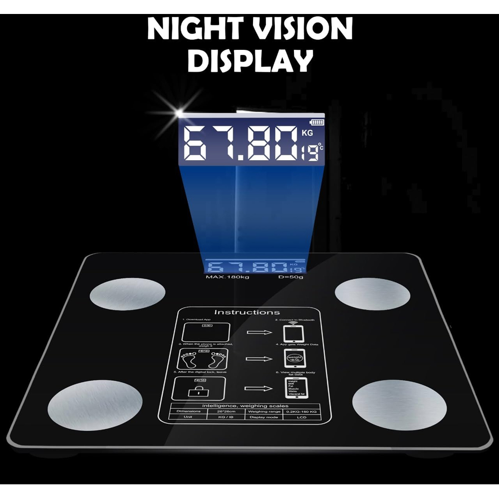ATEK Bluetooth Smart Digital Blue Body Fat Scale 180kg Image 6