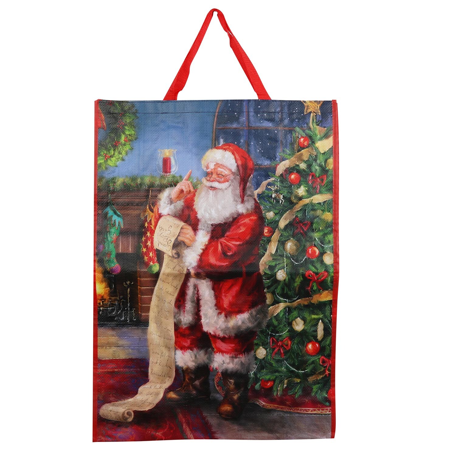 Traditional Santa Jumbo Woven Bag - Red Image 2