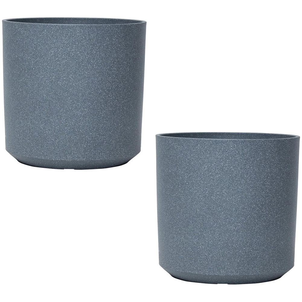 Garden Gear Grey Cylinder Planter 26cm 2 Pack Image 1