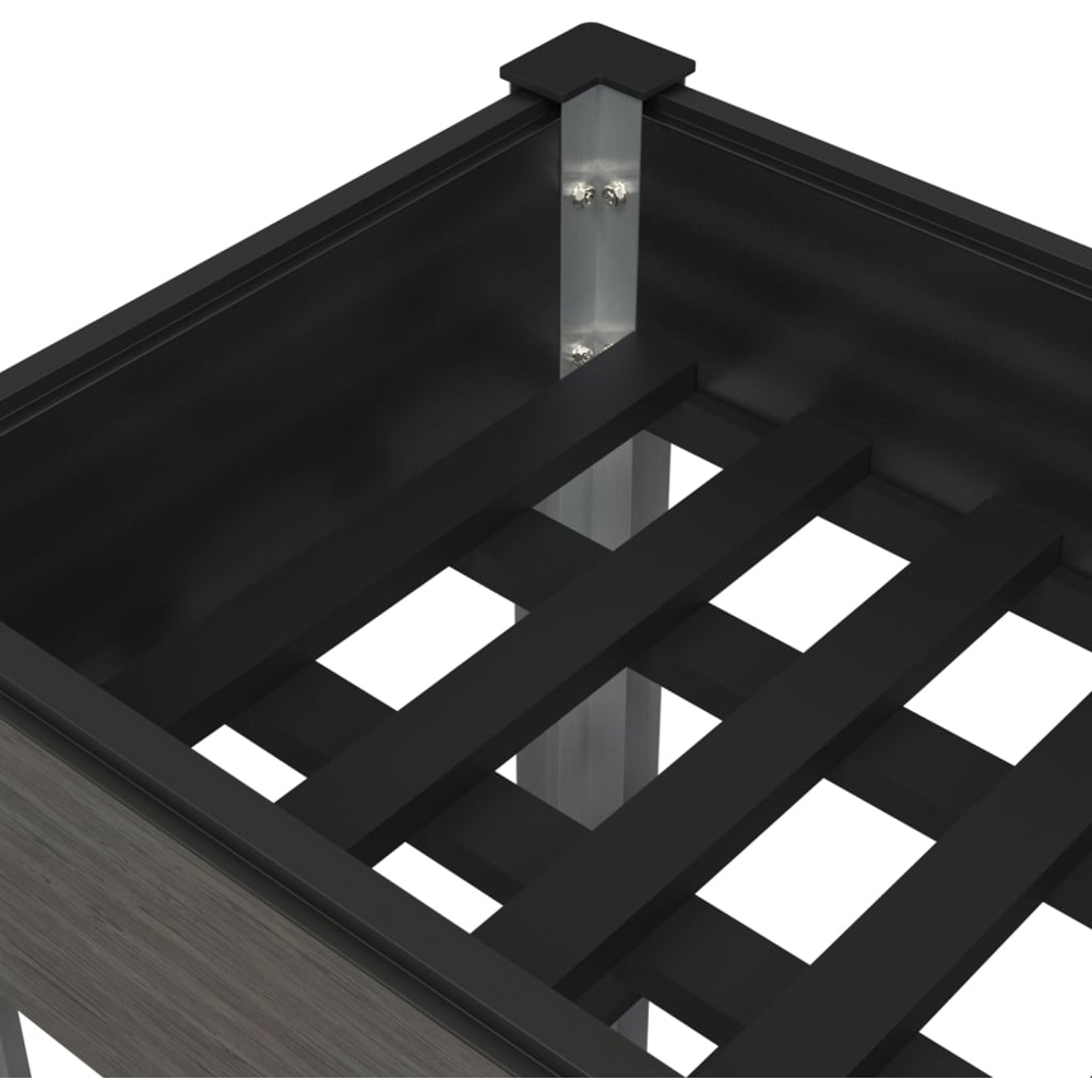 vidaXL Grey Wood Plastic Composite and Steel Raised Garden Bed with Shelf 75 x 50 x 200cm Image 4