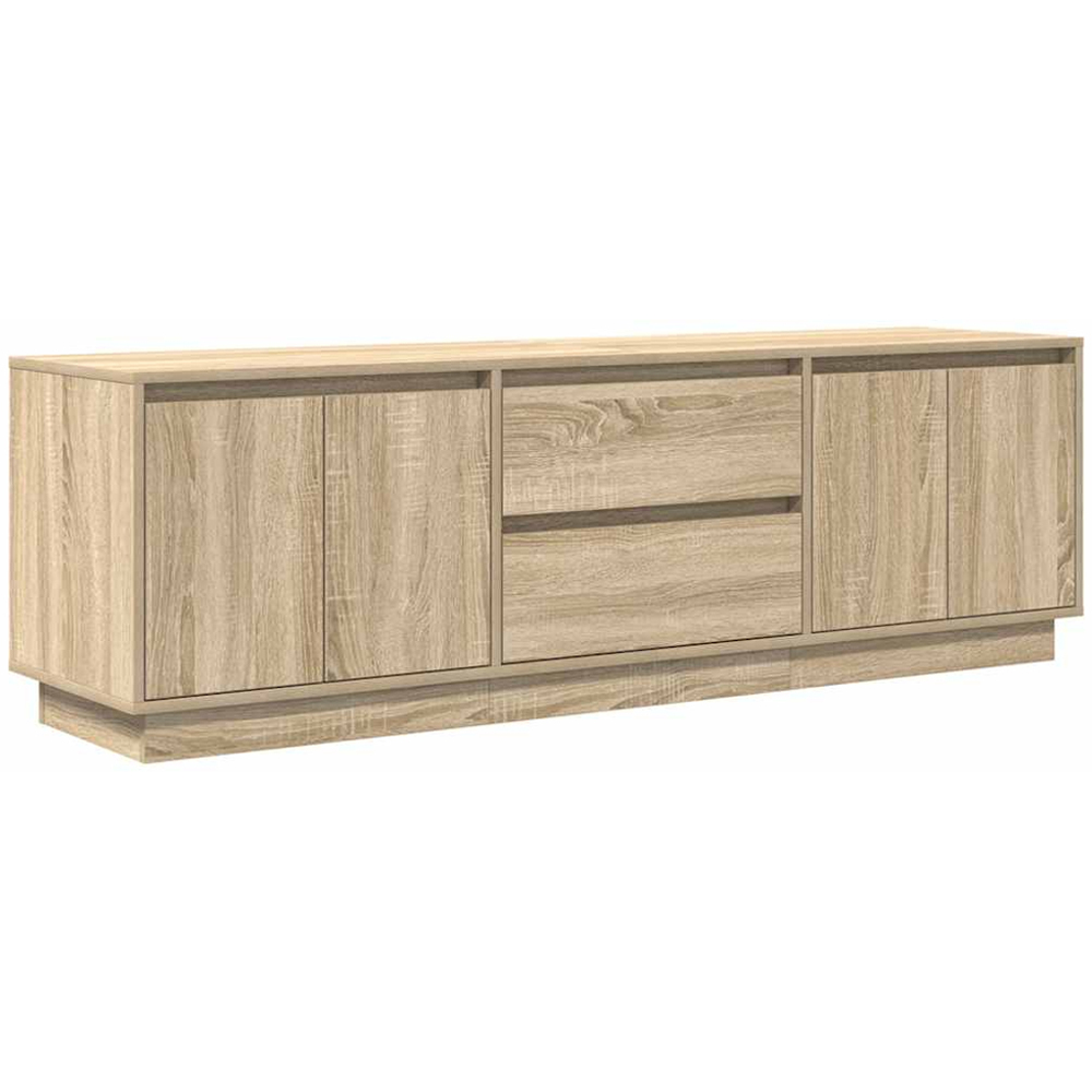 vidaXL 4 Door 2 Drawer Sonoma Oak TV Wooden Cabinet with LED Image 3