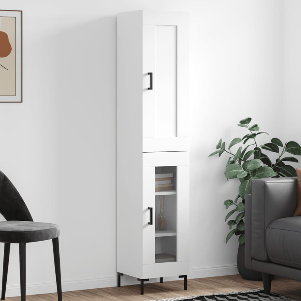 vidaXL 2 Door 3 Shelf White Highboard Image 1