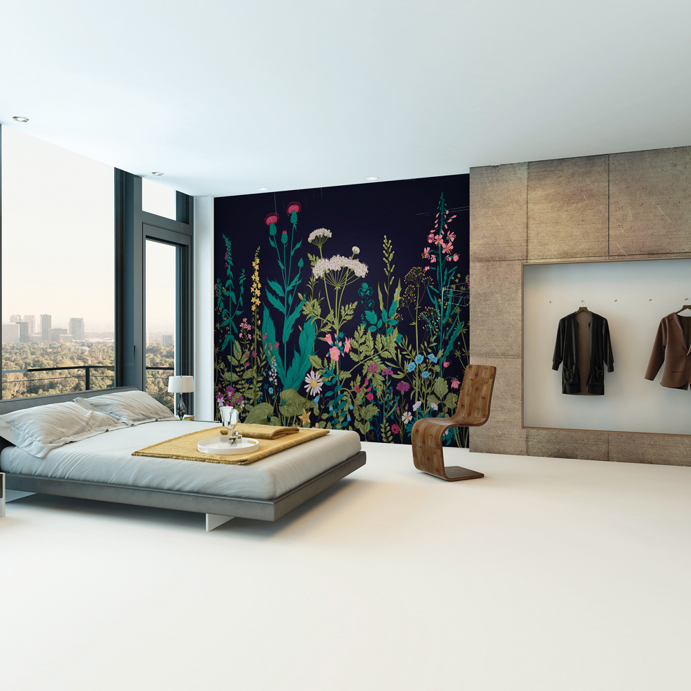 Origin Murals Botanical Fleur Blue and Green Wall Mural Image 3