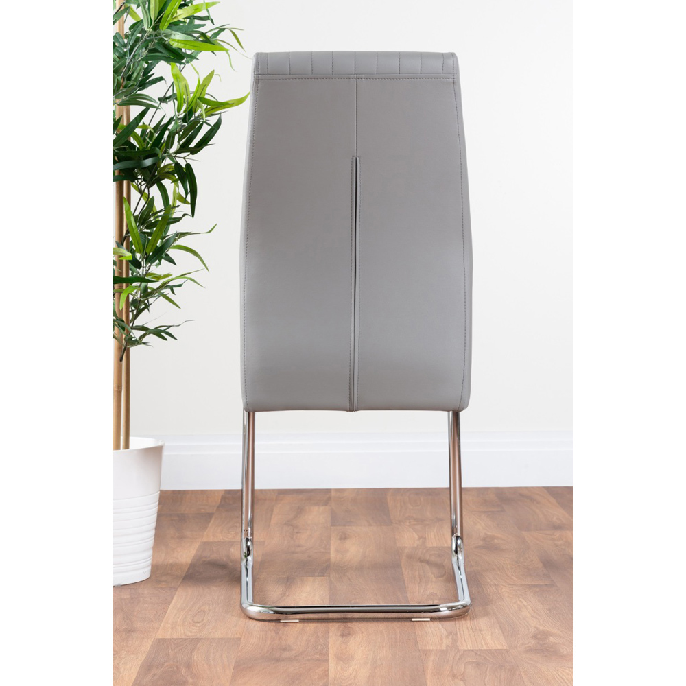 Furniturebox Fontana Set of 2 Elephant Grey and Chrome Faux Leather Dining Chair Image 5