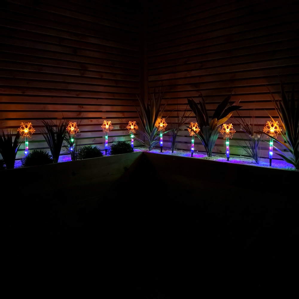 Samuel Alexander Snowflake Multicoloured LED Christmas Path Light 8 Pack Image 6