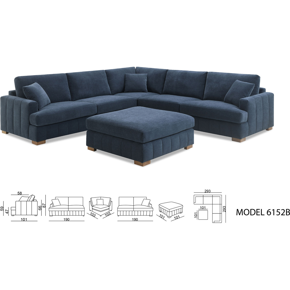 Arden Corner Sofa with Footstool Navy Image 8