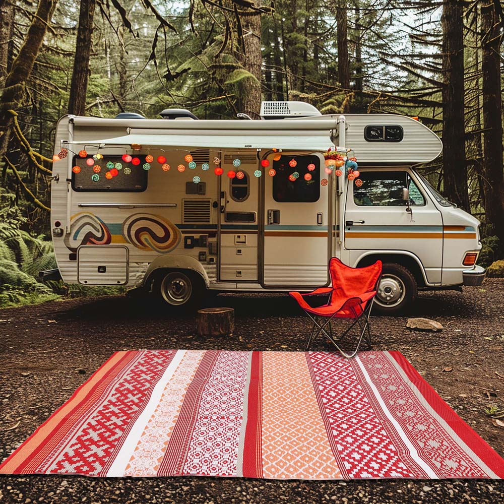 Green Decore Prime Red and Orange Camping and Picnic Rug 180 x 270cm Image 8