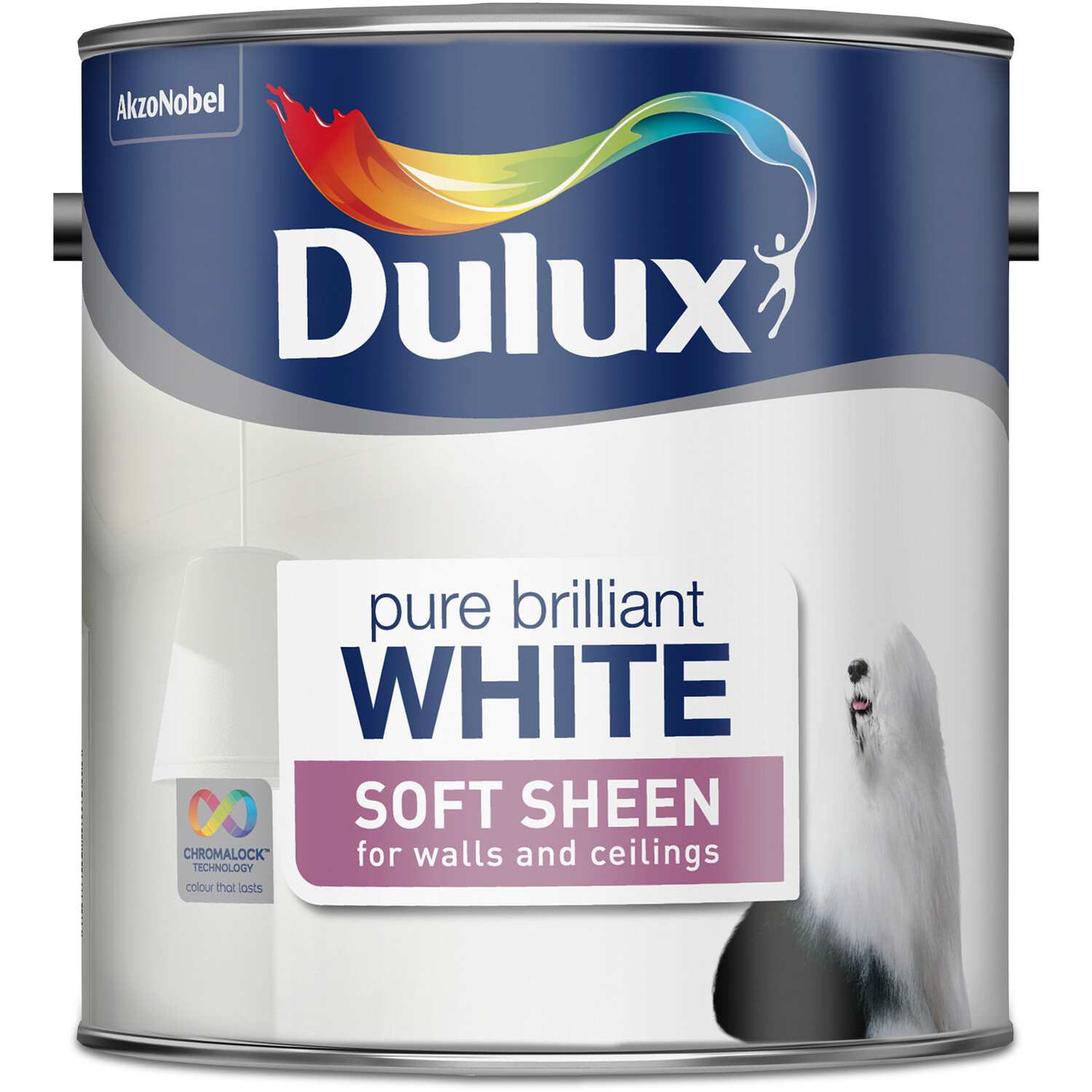 Dulux Walls & Ceilings Pure Brilliant White Soft Sheen Paint 2.5L Image 3