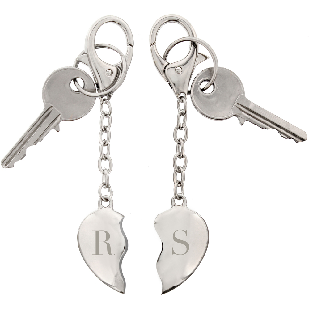 Personalised Memento Personalised Initials Two Hearts Keyring Image 1