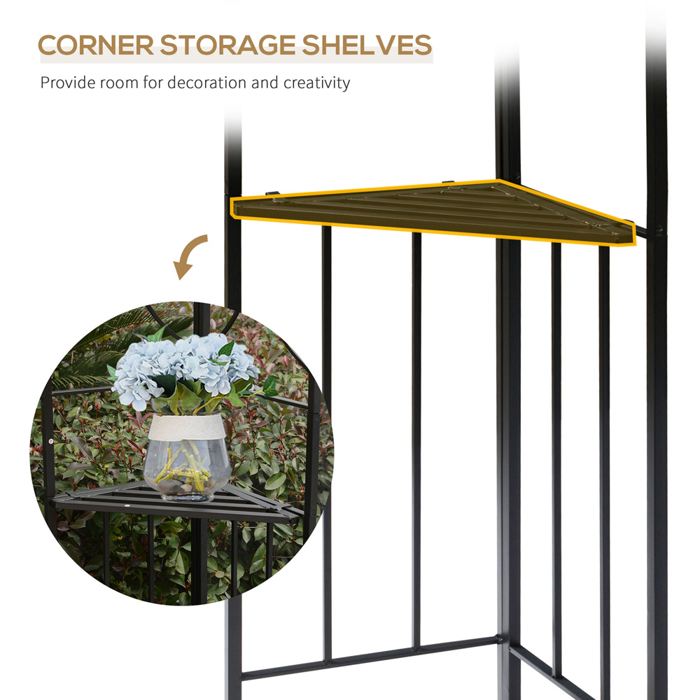 Outsunny 3 x 3m 2-Tier Patio Gazebo with Netting Shelves Image 5