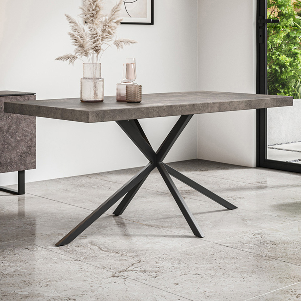 Furniture Online Donni 6 Seater Dining Table Concrete Effect and Black Image 1