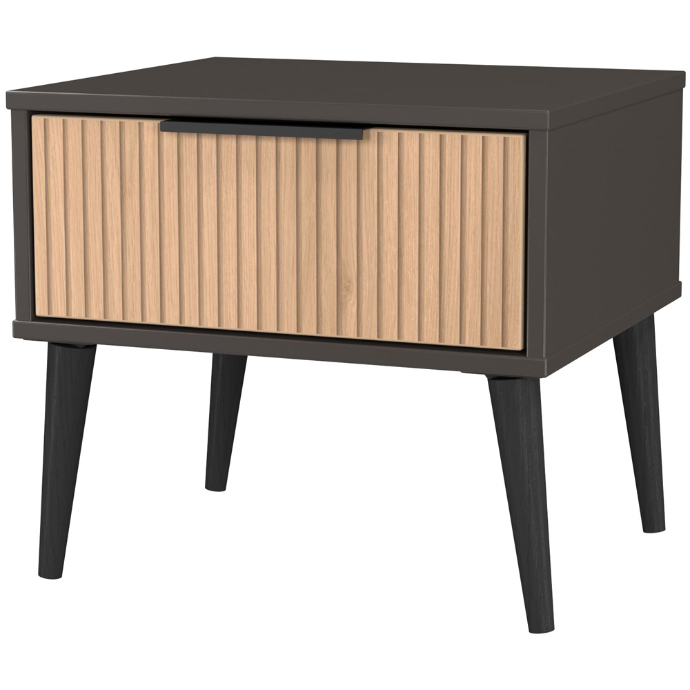 Crowndale Hong Kong Single Drawer Slatt Effect and Graphite Side Table Ready Assembled Image 4