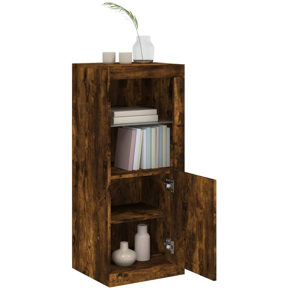 vidaXL Single Door 2 Shelf Smoked Oak Sideboard with RGB LED Lights Image 5